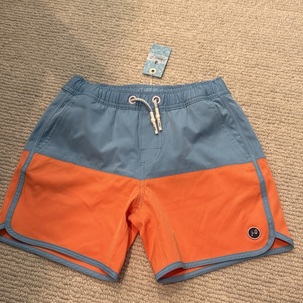 Boys Johnnie O Blue and Orange Swim Shorts - size 6
